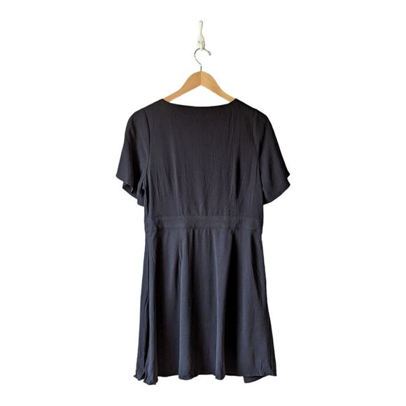 Madewell Pleated-Waist True-Wrap Mini Dress‎ True Black Size 10 NWT - Picture 6 of 15
